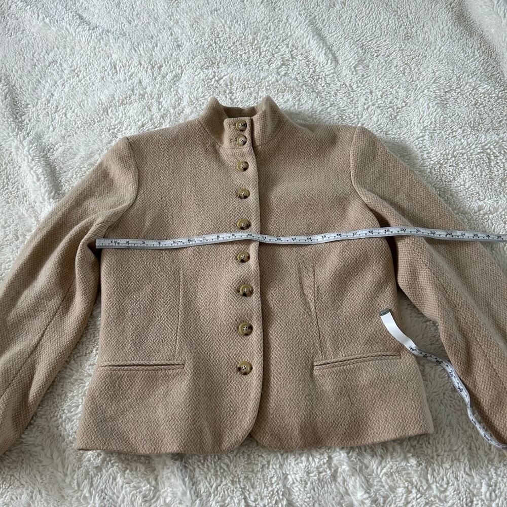 VTG LRL Wool Blend Jacket Herringbone Cream 14 Preppy Career Business Old Money - Picture 3 of 6